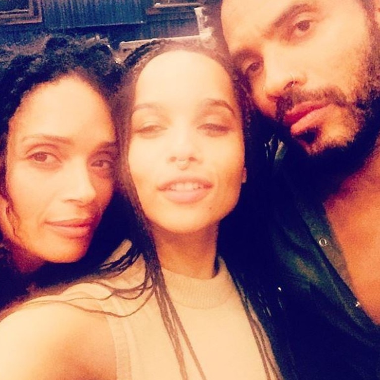 Zoe (centre) with her parents Bonet and Kravitz.