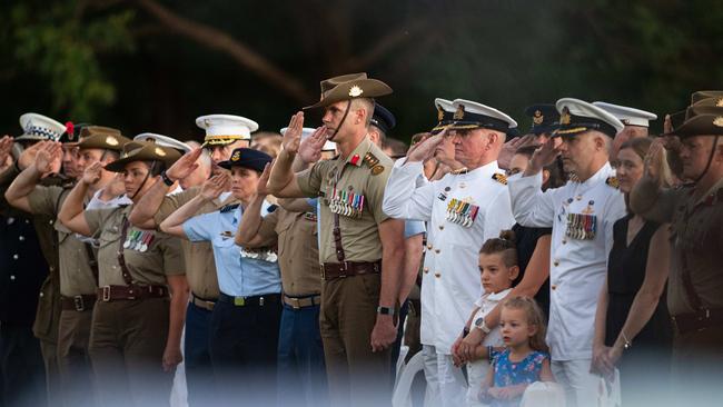 109 years after the Gallipoli landings, Territorians gather in Darwin City to reflect on Anzac Day. Picture: Pema Tamang Pakhrin