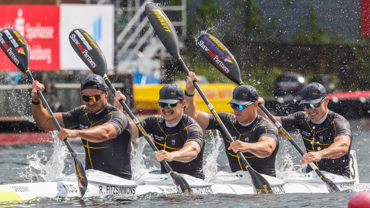 The men's K4 in action ahead of the Paris Olympics