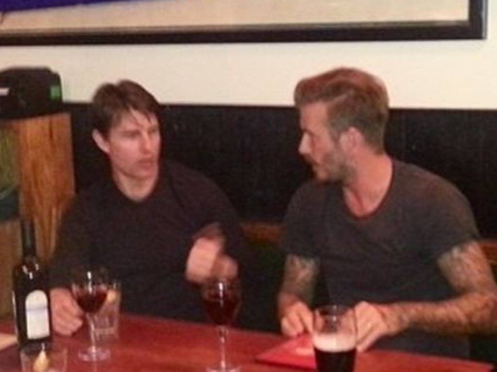 David Beckham and Tom Cruise have been friends for some time. Here, they were pictured having a drink at a London pub. Photo: Instagram/Lisa Freid