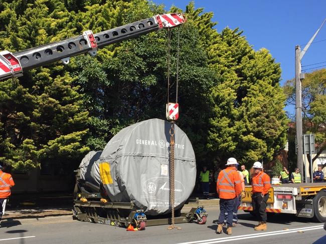 A Boeing / General Electric jet engine has fallen on to Forest Road in Arncliffe, near Princes Highway. Picture: John Grainger