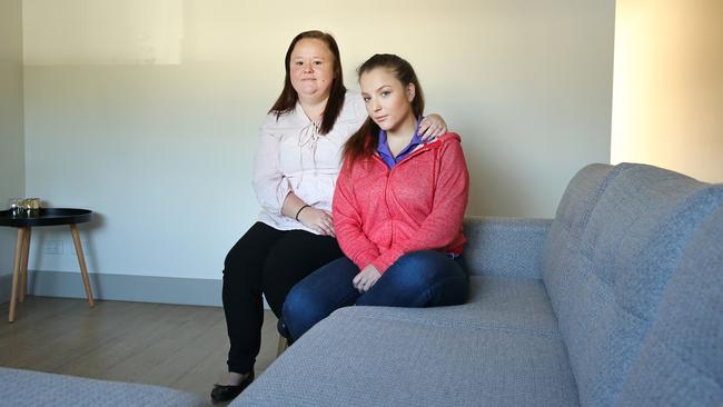 Tori Wright and Jess Wyborn, in Warwick Farm. Both were homeless. Pic: Richard Dobson.