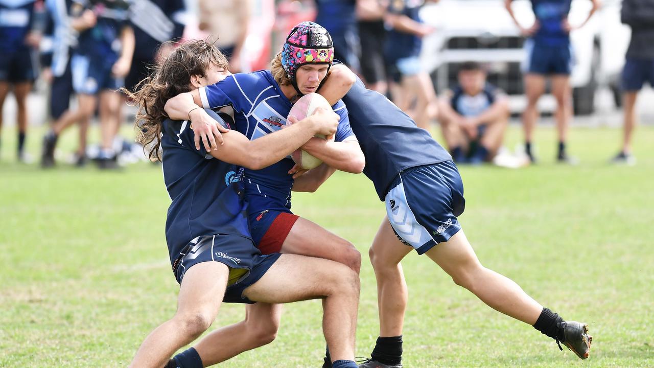 RUGBY LEAGUE: Justin Hodges and Chris Flannery 9s Gala Day. Grand final, Caloundra State High School V Redcliffe State High, year 12. Picture: Patrick Woods.