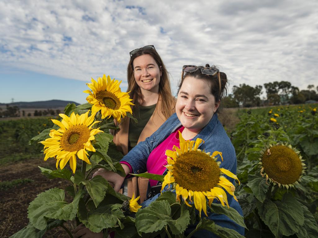 Isabelle Wade (left) and Maddy Mengel at Warraba Sunflowers, Saturday, June 22, 2024. Picture: Kevin Farmer