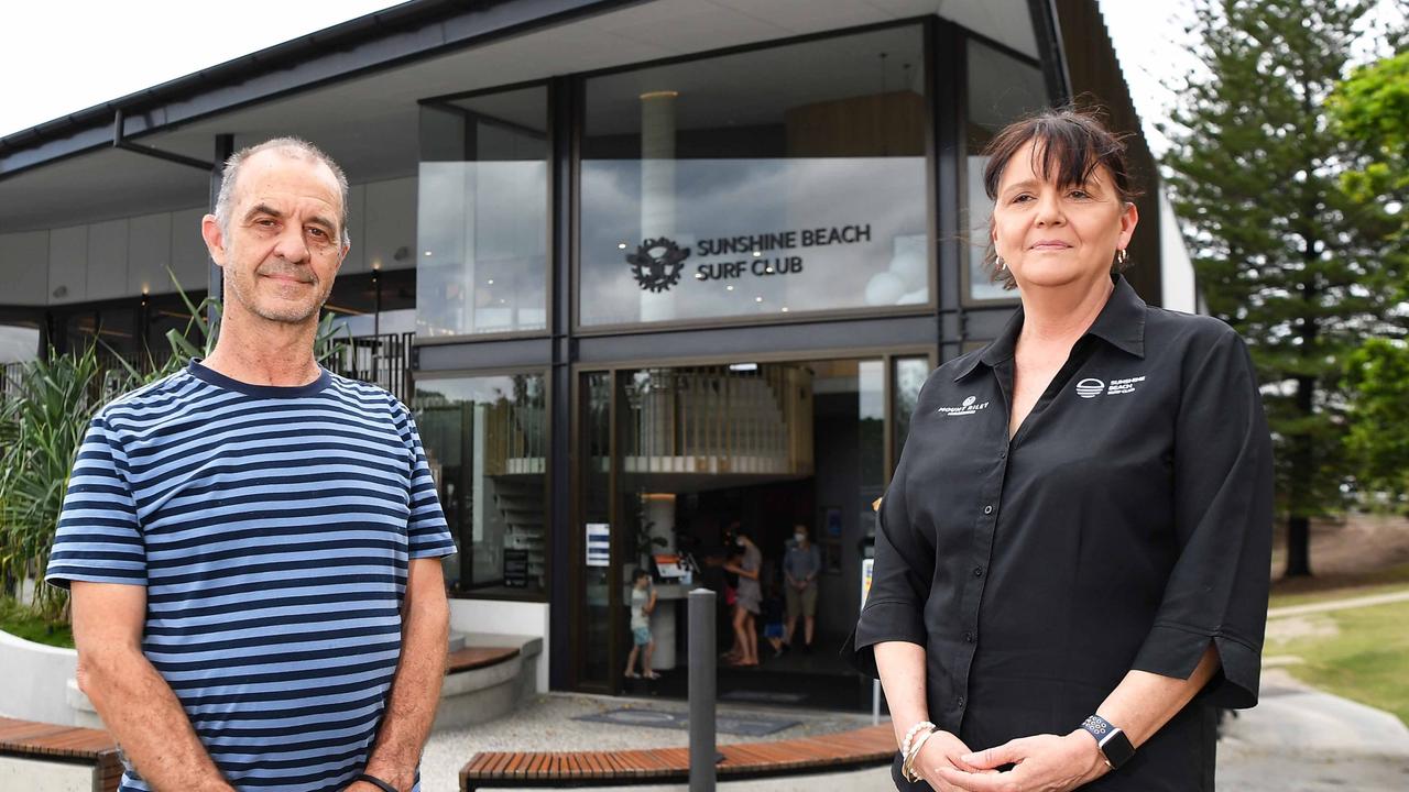 Sunshine Beach Surf Club general manager Julie Strudwick was forced to close the club's dinner trade due to a lack of staff. She is pictured with Darren Sandilands, restaurant caterer. Picture: Patrick Woods