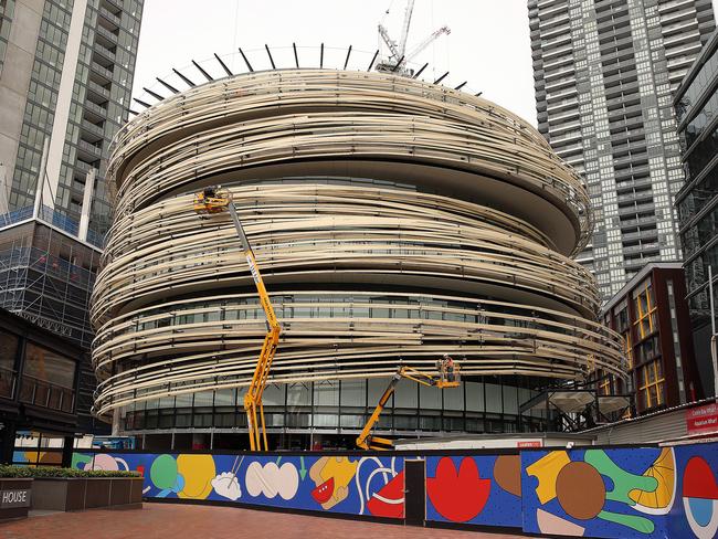 The $70m Exchange building in Darling Square wrapped in timber. Picture: Sam Ruttyn