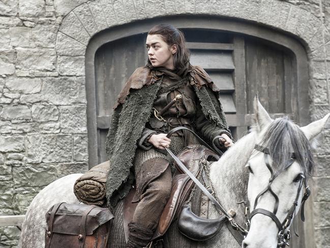 Maisie Williams as Arya Stark.