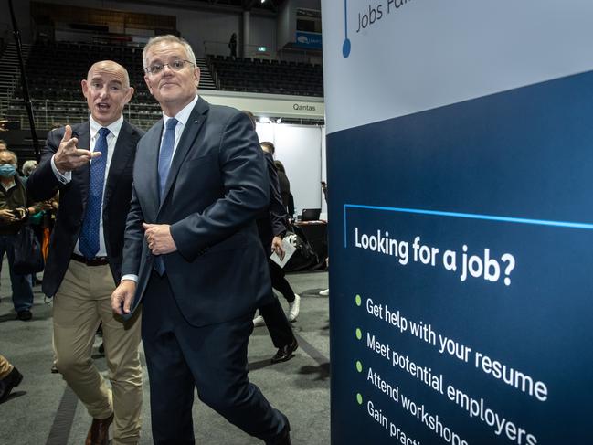 The PM hopes not to be needing a job after next week’s election. Picture: Jason Edwards