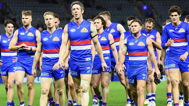 The Bulldogs have won just two matches from 10 attempts against top eight teams. Picture: Getty