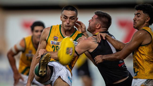 Tex Korewha in the 2023-24 NTFL Men's Grand Final between Nightcliff and St Mary's. Picture: Pema Tamang Pakhrin