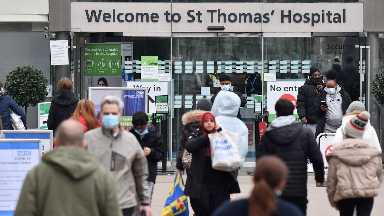 Health authorities are hoping the UK will also experience a similar drop in their cases, where Omicron has caused yet another wave of record-high infections. Picture: Justin Tallis/ AFP.