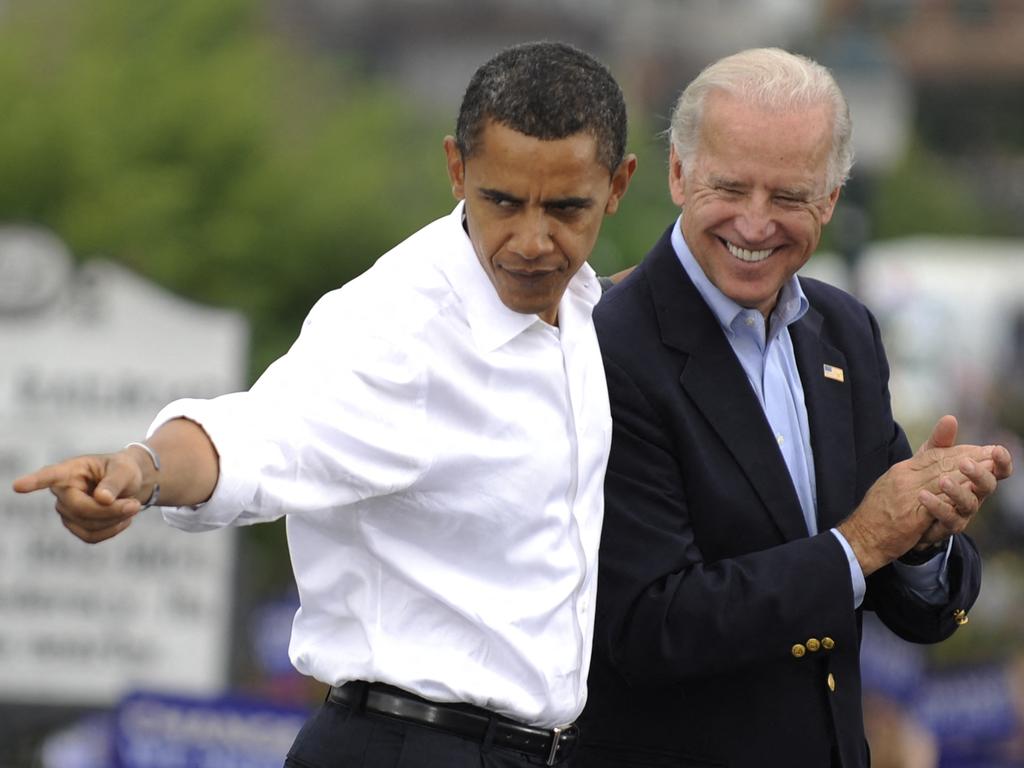 Then- US Democratic presidential candidate Illinois Senator Barack Obama and running mate Joe Biden on the campaign trail in North Carolina in 2008. Picture: Emmanuel Dunand