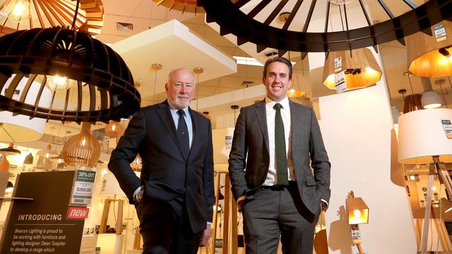 Beacon Lighting executive chairman Ian Robinson, left, and chief executive Glen Robinson. Picture: David Geraghty