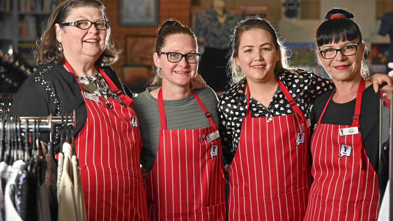 New YMCA Op shop in Ipswich. Christine Fraser, Amy Lyngstad, raiana Habibi and Kyla Bijoux. Picture: Cordell Richardson