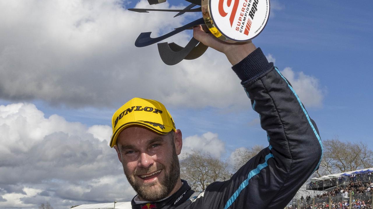 Shane van Gisbergen third has picked up his third Jason Richards Memorial Trophy in front of his adoring home fans. Picture: Mark Horsburgh