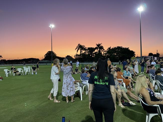 A supporter stares at the sunset wearing a Justice For Shandee shirt at her 10 year memorial service at Harrup Park. Picture: Janessa Ekert