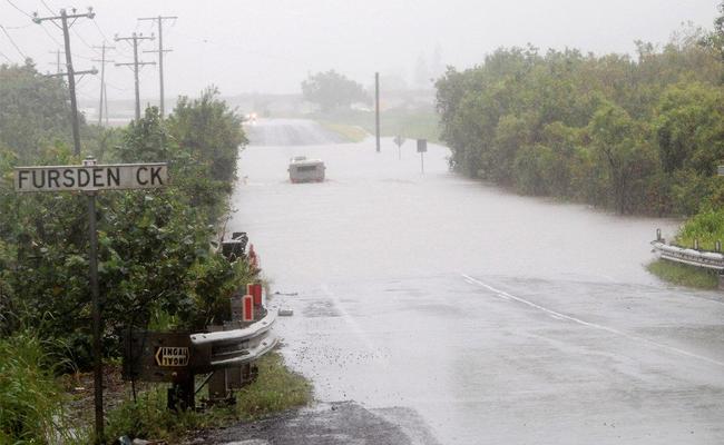 The flooded Fursden Creek. Picture: Peter Holt