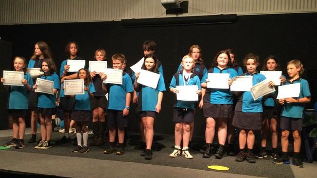 Mary Valley College student awards back row: Abigail Dean (leader 2024), Richard Reynolds (leader 2024), Ella Soutar, Zara Green, Bryson Cottom, Harmony Lamberton, Libby Wall, Hannah Bollendorff Front row: Harmony Skelton -Lenz (leader 2024), Zoe Booth, (leader 2024) Mya Juzeliunas, Martin Goodger, Emily Long, Myles Corcoran, Anika Harris, Jessica Robey, Jaxson Brett.