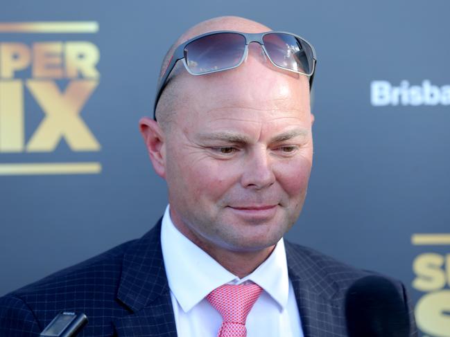 Race 6 - Trainer, Matthew Dunn - Jim Byrne rode Kebede to win race 6 at Doomben - Doomben Cup raceday. Photo Mark Cranitch.