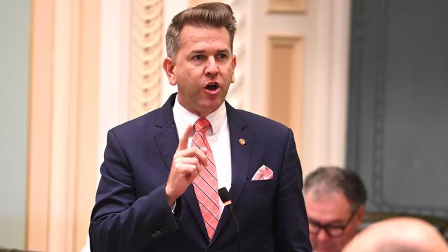 Deputy Premier and Infrastructure Minister Jarrod Bleijie in Question Time on Thursday. Picture: John Gass/NCA NewsWire