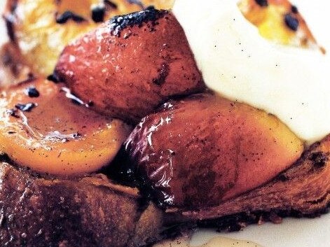 Poached fruit and yoghurt.