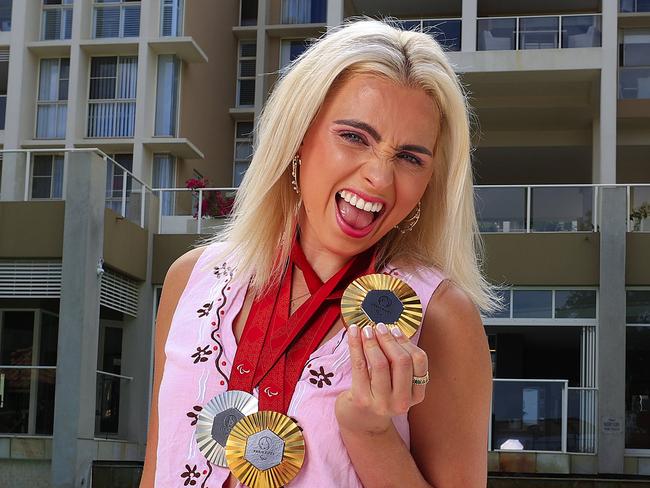 Paralympic superstar Alexa Leary relaxes at home on the Gold Coast after returning from the Paralympic Games in Paris. Pics Adam Head