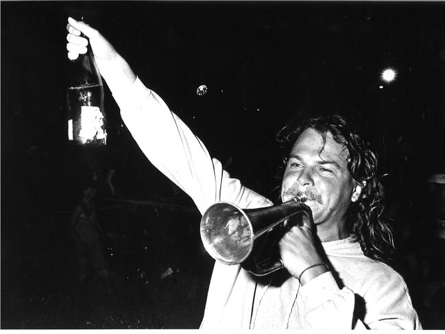 New years eve celebrations 1989 in Barwon Heads. Lyndon Jenkins playing the bugle. Picture: Phillip Stubbs