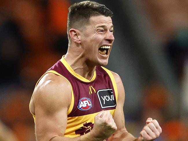 Brisbane's Dayne Zorko celebrates the win during the AFL Semi Final match between the GWS Giants and Brisbane Lions at Engie Stadium on September 14, 2024. Photo by Phil Hillyard(Image Supplied for Editorial Use only - **NO ON SALES** - Â©Phil Hillyard )