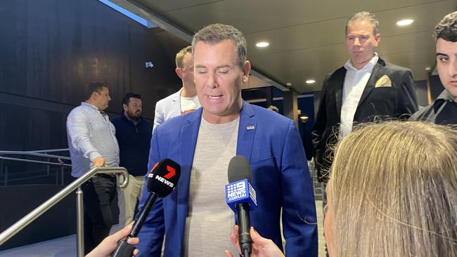 Former AFL great Wayne Carey breaks his silence after he was allegedly caught with a bag of white powder at the Crown Casino in Perth. Picture: Catie McLeod