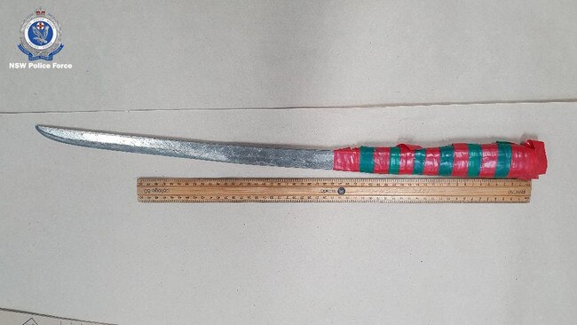 This samurai sword was allegedly seized during the raid. Picture: NSW Police