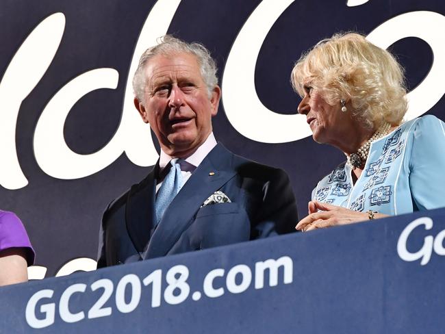 Prince Charles and Camilla, Duchess of Cornwall are seen during the Opening Ceremony