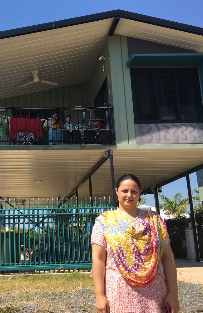 Afrin Syeda outside her three-bedroom elevated home in Bellamack on the outskirts of Darwin that was demolished last year. Picture: NT News