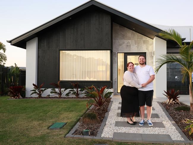 First homebuyers Jacqulyn Green and Joshua Thomas at their home in Burpengary. Photo:  Supplied.