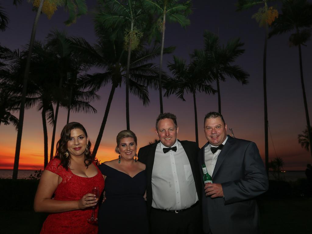 Jill Poulsen, Sarah Williams, Matt Williams and Tom Rush at the Great Northern Darwin Cup Gala Ball at Mindil Beach Casino Resort. Picture GLENN CAMPBELL