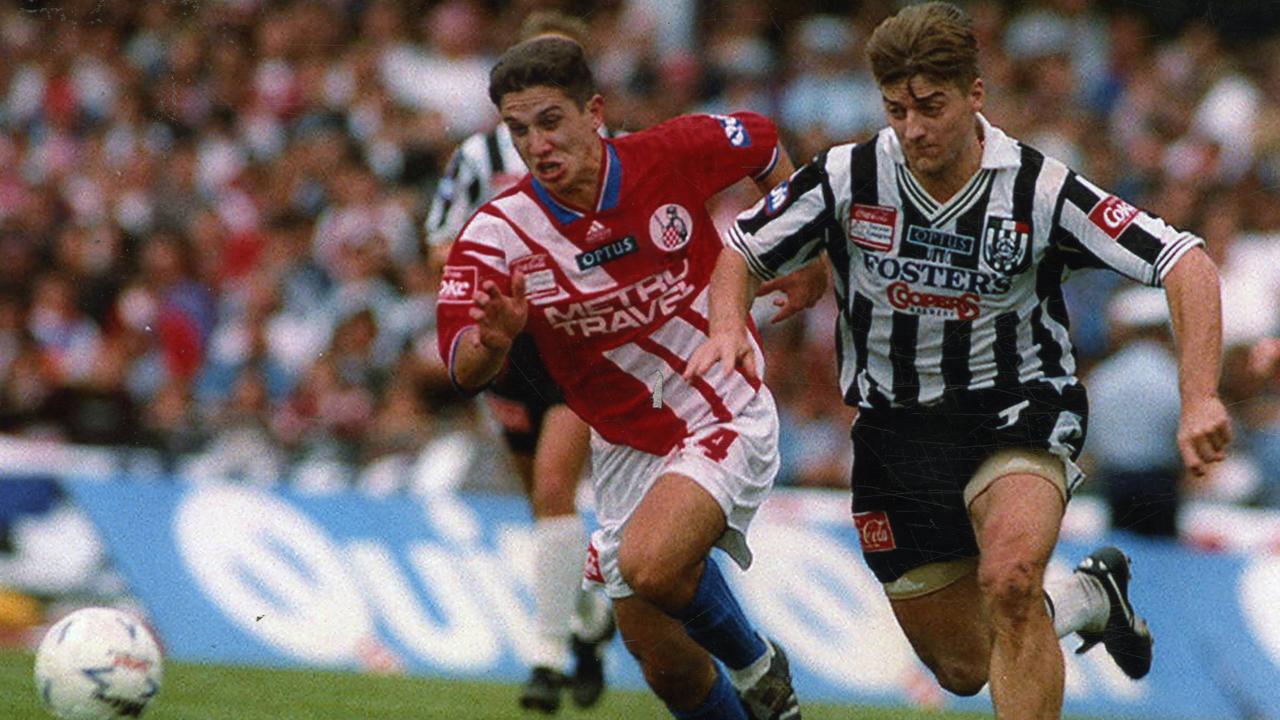 Melbourne Knights take on Adelaide City in the NSL grand final in 1994.