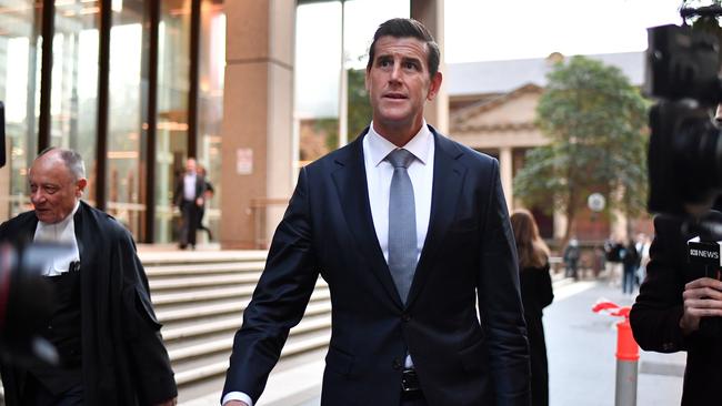 Ben Roberts-Smith outside the Federal Court in Sydney where he is suing Nine over claims he is a war criminal - claims the newspapers insist are true. Picture: Getty Images