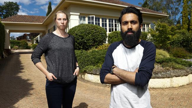 Sandy Bay tenants Elly Stone and Nikesh Todi. Picture: Zak Simmonds