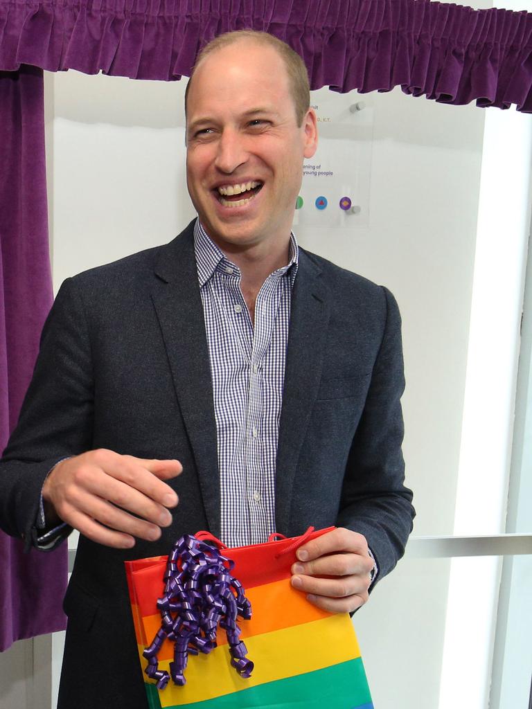 He received a colourful gift bag during the visit. Picture: Jonathan Brady — WPA Pool/Getty Images