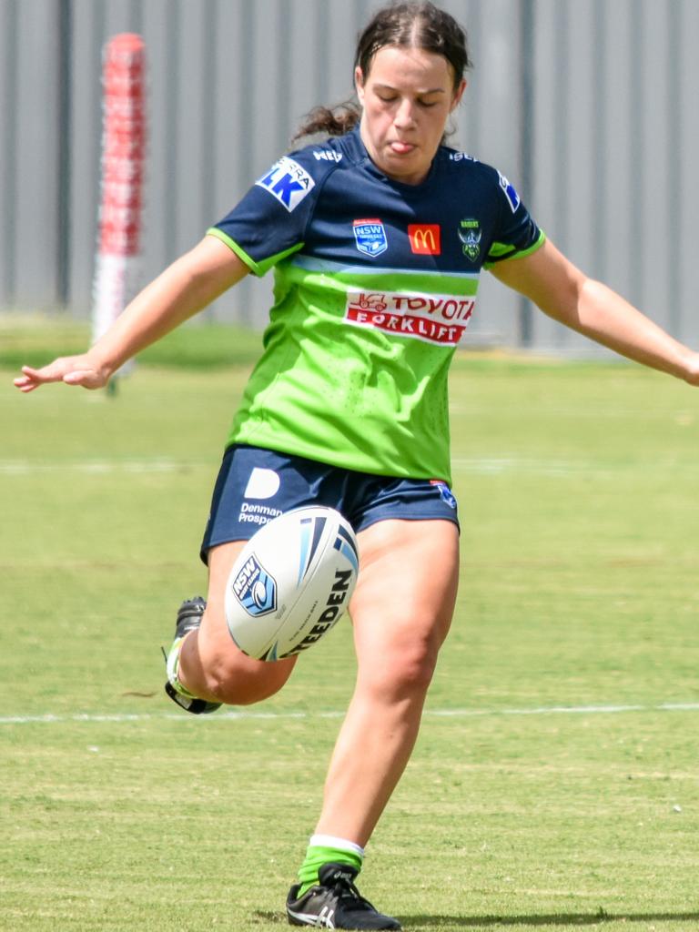 Canberra Raiders Tarsha Gale Cup lock forward Jaxan Blackhall in action earlier this season. Picture: Rosie Harrison