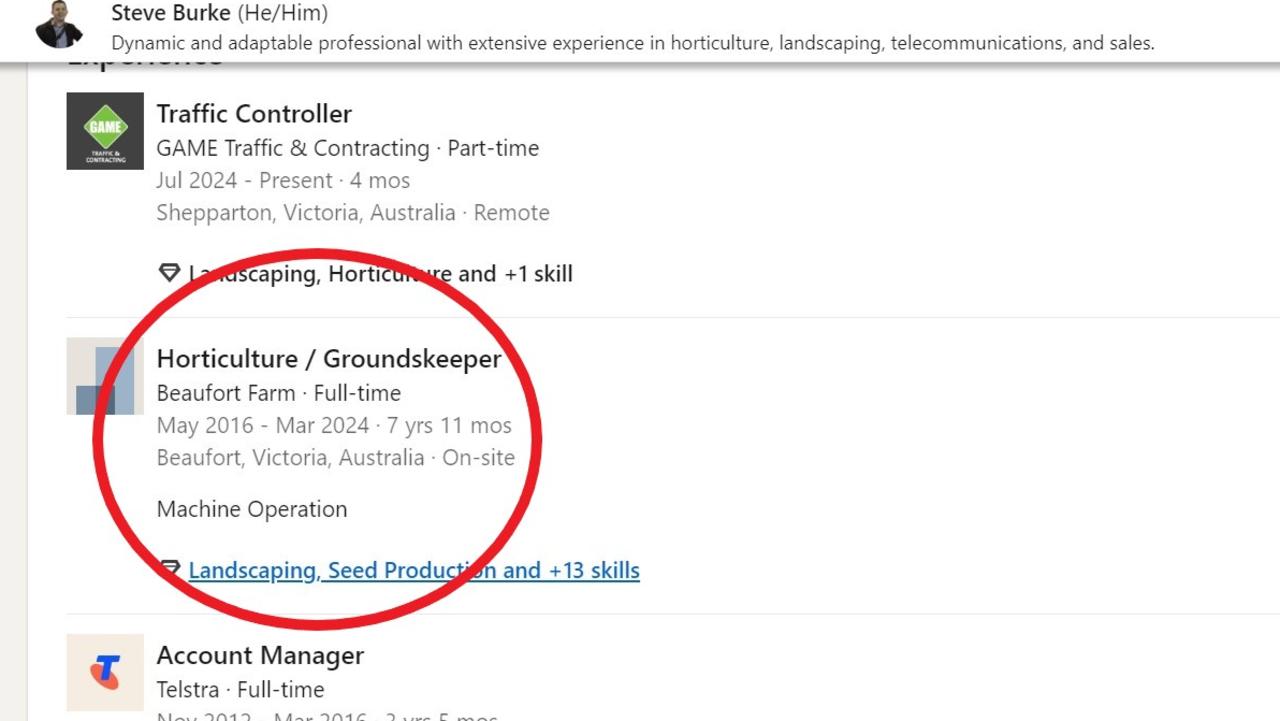 Convicted child sex offender Steven Burke's LinkedIn profile. Picture: Supplied