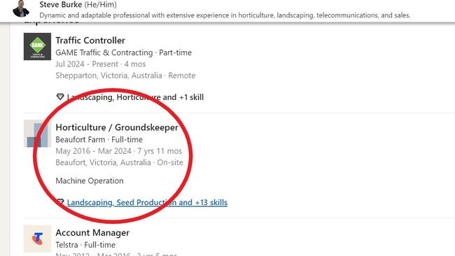 Convicted child sex offender Steven Burke's LinkedIn profile. Picture: Supplied