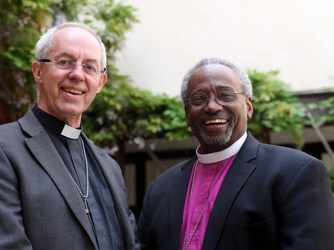 The Archbishop of Canterbury Justin Welby with American bishop Michael Curry at St George's Chapel, Windsor. Picture: Steve Parsons/ Getty Images