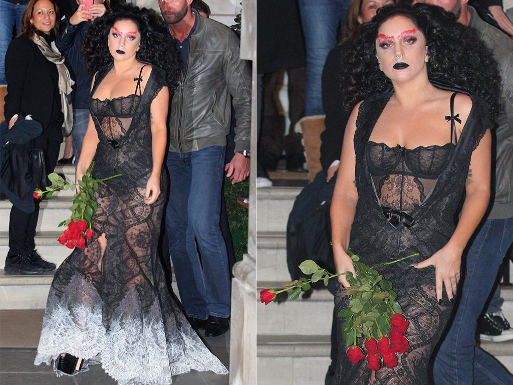 A very vampy-looking Lady Gaga leaves London's Punchbowl pub. Picture: Getty