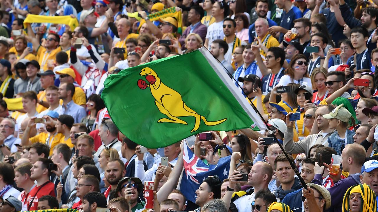 Australian supporters during match between Australia and France at Kazan Arena.