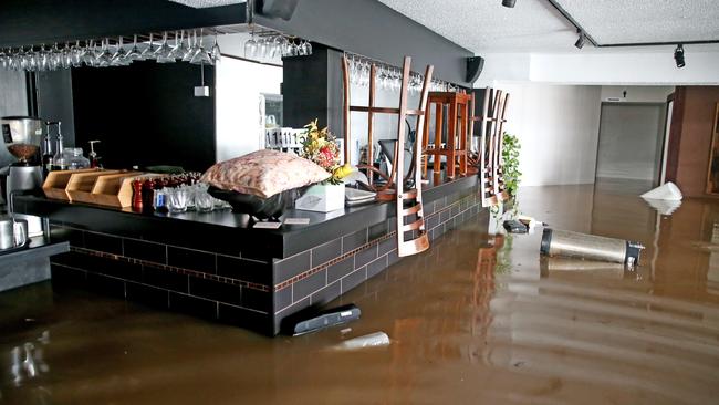 Businesses in Port Macquarie’s CBD were inundated with flood waters. Picture: Nathan Edwards