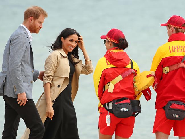 The royals hit South Melbourne Beach on Thursday, albeit a little overdressed. Picture: Scott Barbour/Getty Images