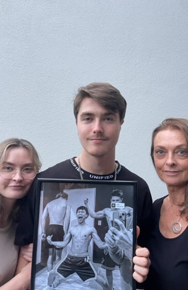 Chanel, Kyal and Cate Moloney, holding a picture of Sorawit 'JJ' Nganprateepkul, are devastated by JJ's death.