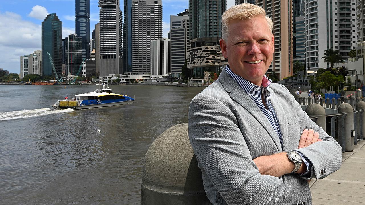 Queensland Tourism Industry Council CEO Brett Fraser on the Brisbane River on Sunday. Picture: Lyndon Mechielsen