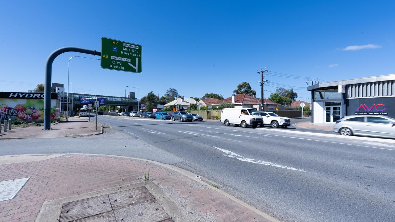 <b>BEFORE: </b>Glenelg tram overpass.