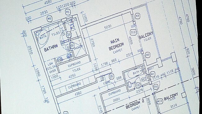 The floorplan of South African Olympic sprinter Oscar Pistorius' house in Pretoris is shown  at the Magistrate Court in Pretoria. AFP